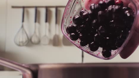 preparing blueberries for dessert