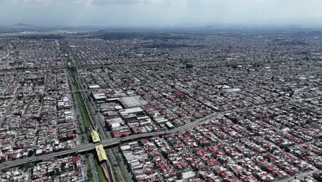 aerial drone view of ecatepec, illustrating extent of urban growth in cdmx metro region