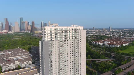 aerial of city of houston landscape near the downtown area