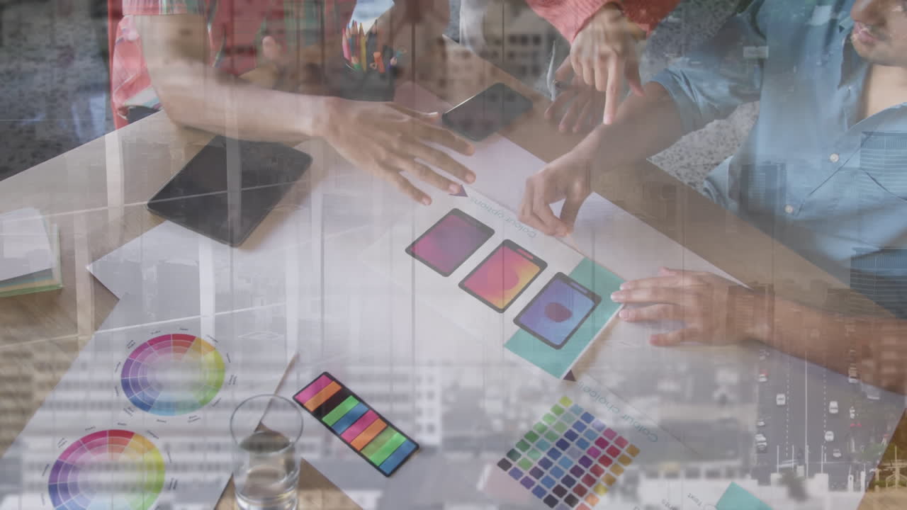 un compuesto digital de diferentes partes de una ciudad con edificios altos y carreteras.