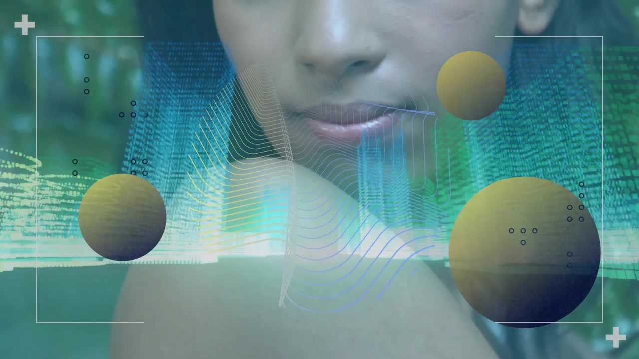 Cam tightening urging woman leaning resting on knee as waveform overlaying face eyes closing health