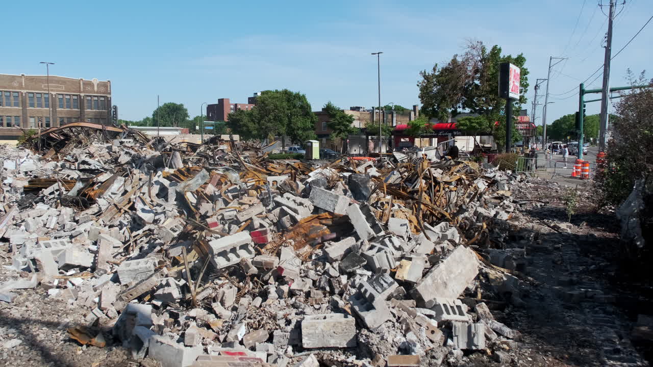 Burned Remains of AutoZone after riots erupted in response to the murder of George Floyd by Minneapolis police