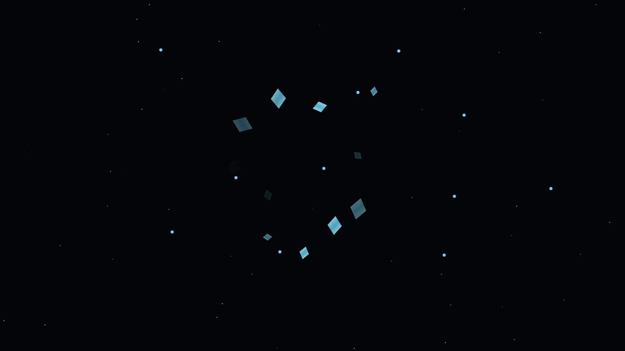 Abstract Animation of Rotating Blue Diamond Shapes on Dark Background