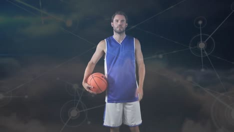 Animation-of-network-of-connections-over-caucasian-basketball-player