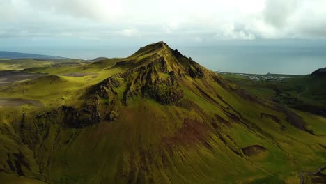 aerial panoramic landscape view of iceland green mountains