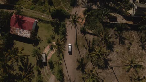 aerial tracking shot of a single truck driving