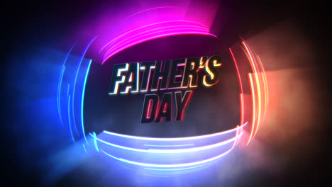 Animation-text-Fathers-day-and-motion-blue-red-and-purple-neon-lines-abstract-holiday-background