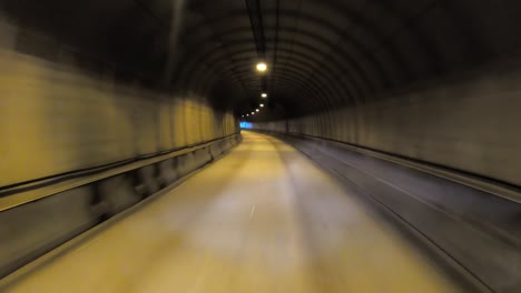 car rides through the tunnel point-of-view driving