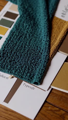fabric swatches and color palettes