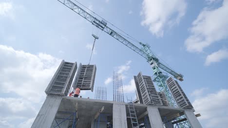 construction crane on the background of the sky. construction site.