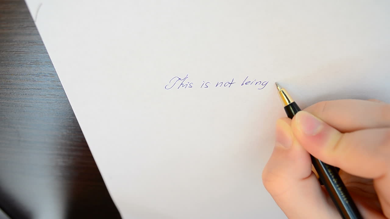 We write the text. We write with the handle