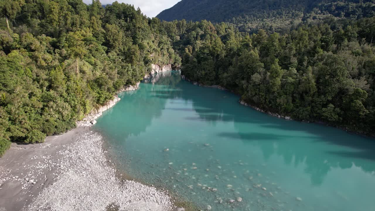 Hokitika Gorge River In Kokatahi, New Zealand - Aerial Drone Shot