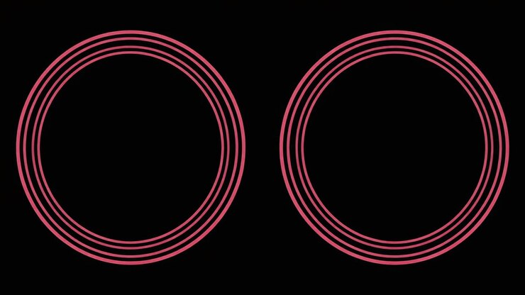 Abstract Animation of Pulsing Pink Concentric Circles on Black Background