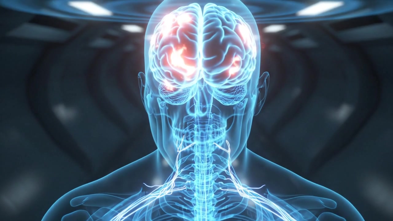 Visualização médica detalhada de sistemas esquelético e vascular de corpo inteiro anatômicos, renderizados em azul