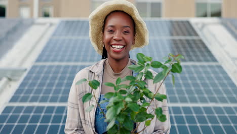 woman gardening on a rooftop with solar panels