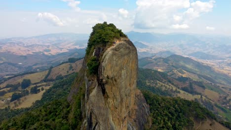 pedro do bau rock formation, aerial pull out shot with parallax effect, located in the mantiqueira mosaic one of brazils national parks