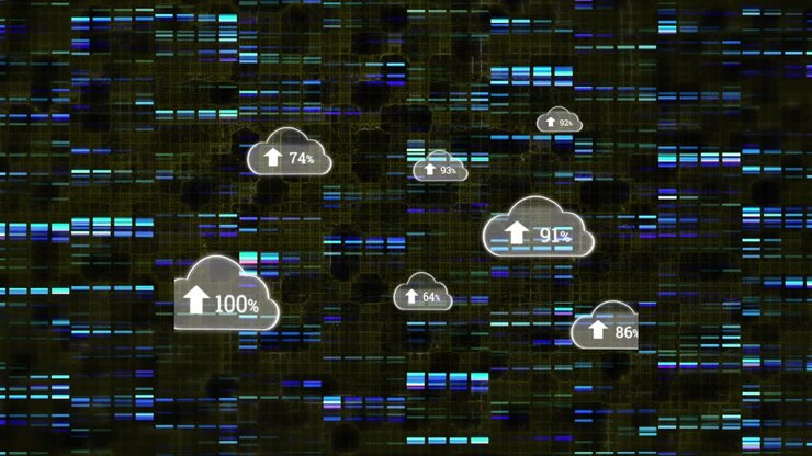 Animation of clouds with growing number over moving columns
