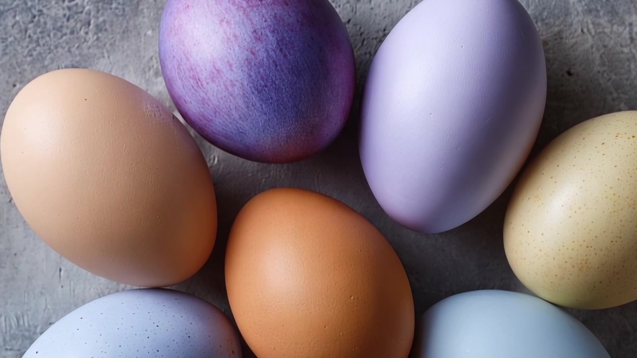 Ovos de Páscoa Pastel Coloridos em Fundo Cinza