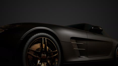 luxury sport car in dark studio with bright lights