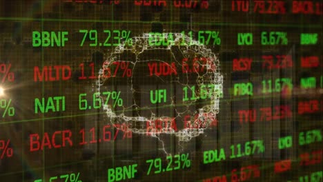 animación de la red de conexiones con iconos sobre el procesamiento de datos