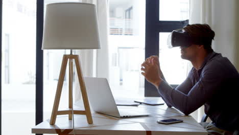 man using virtual reality headset 4k