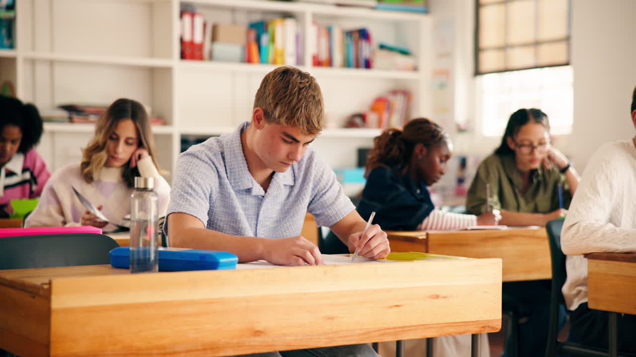 estudiantes en un aula estudiando