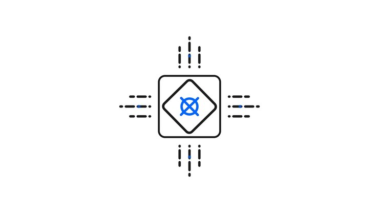 Animated Rotating Square Icon with Crosshair Symbol