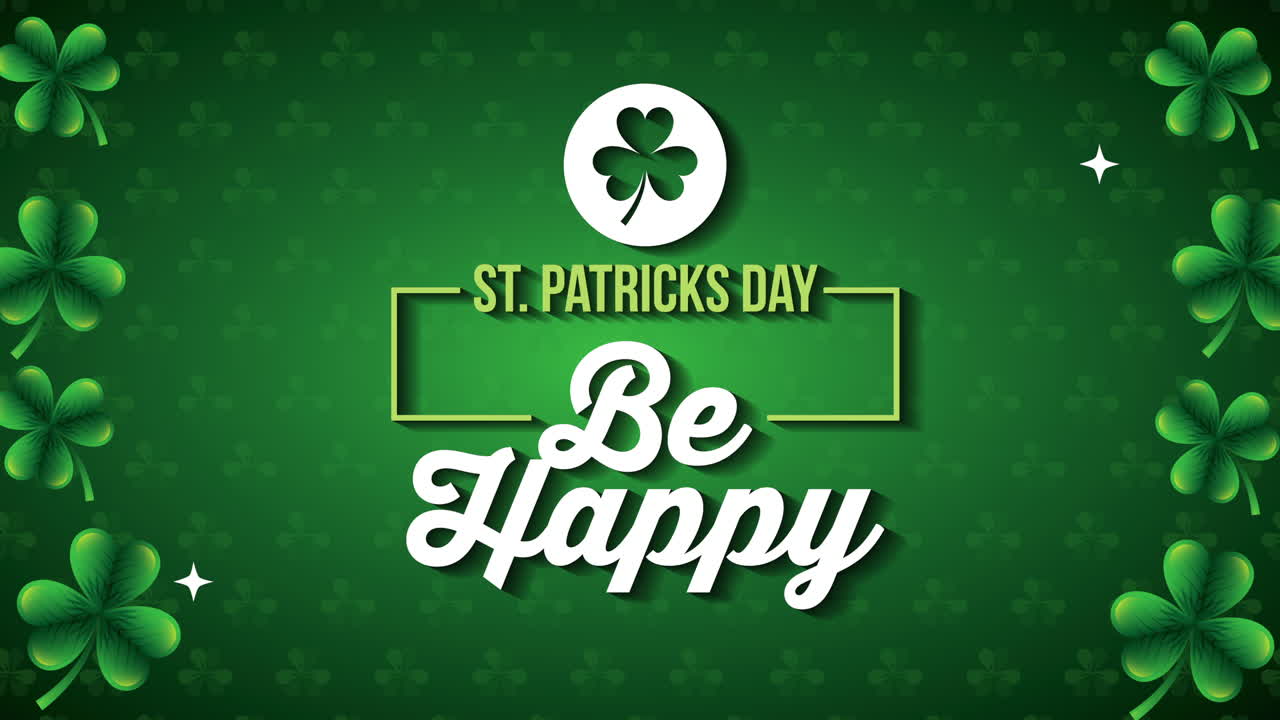 st patricks day animated card with lettering and clovers