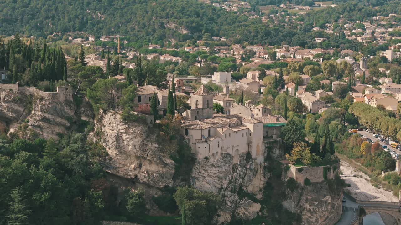 Aerial View of a Cliffside Village in Provence, France