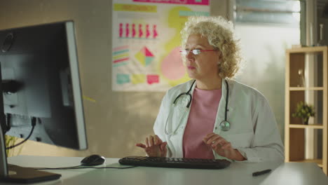 doctor working on computer in office