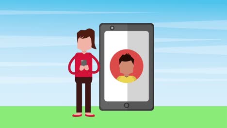 personas de dispositivos medios sociales