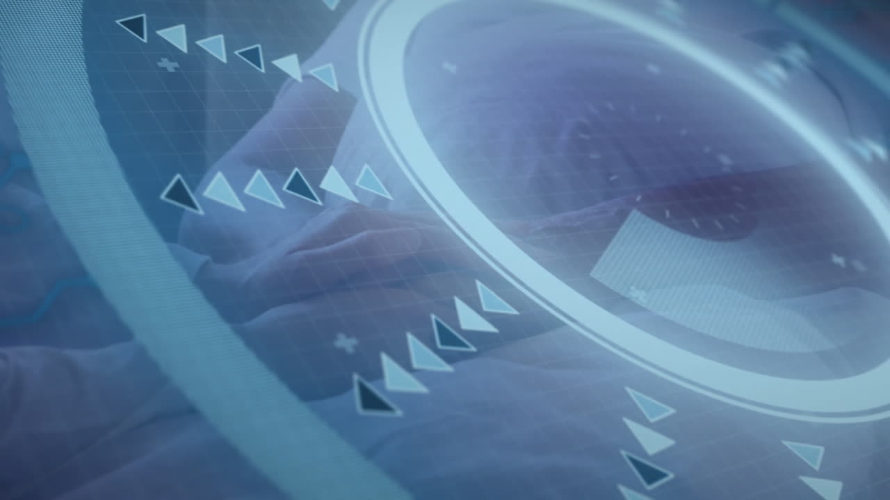 Digital animation with geometric patterns and circular elements in futuristic style