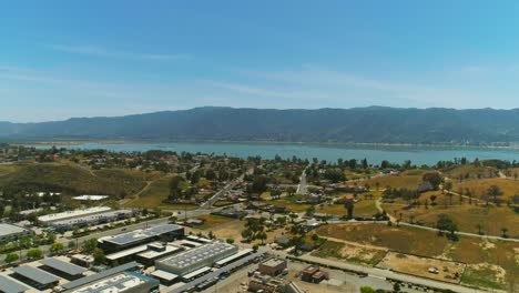 drone towards lake - lake elsinore, california