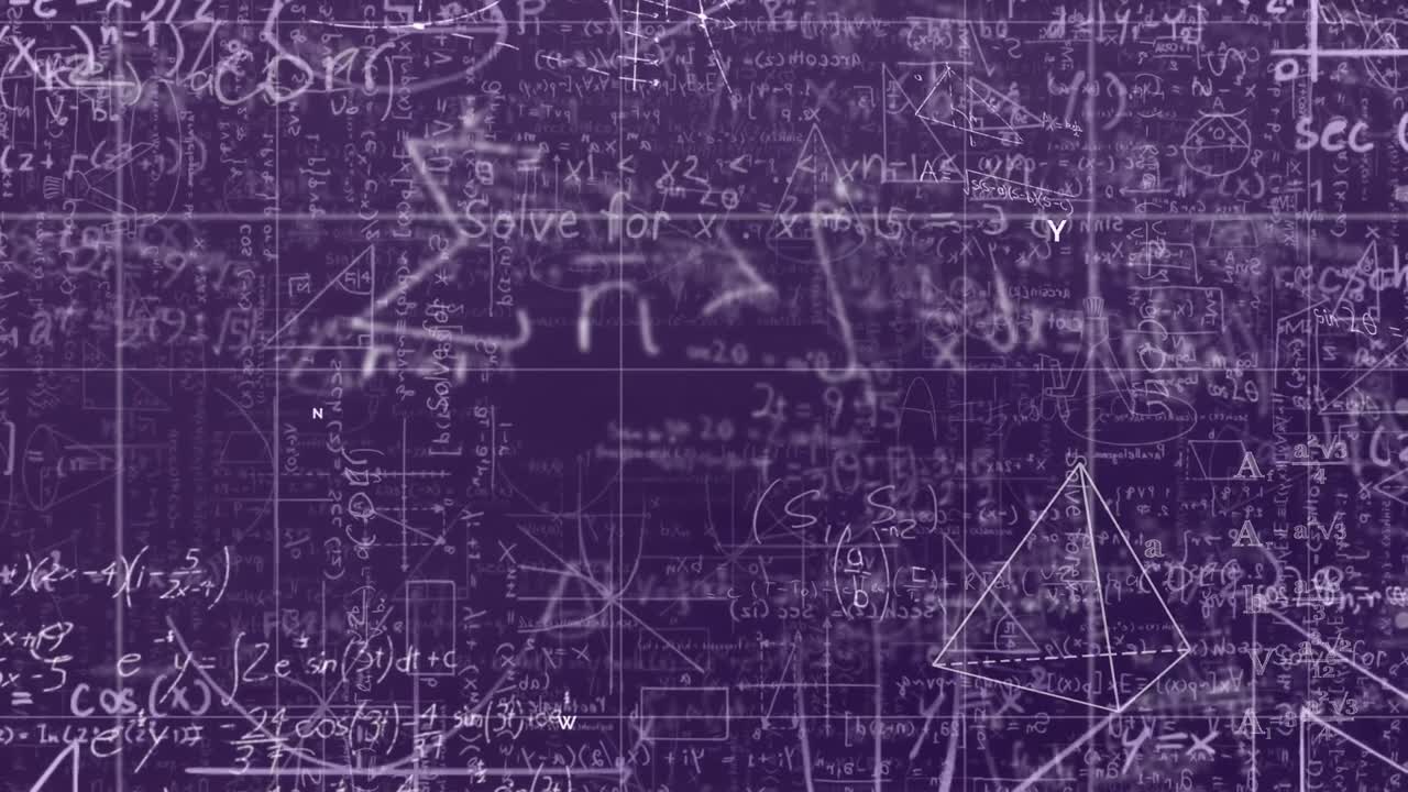 Animation of math formulas on violet background