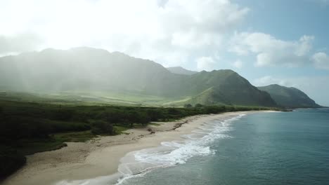 amazing drone footage of the beautiful tropical landscape of hawaii, aerial