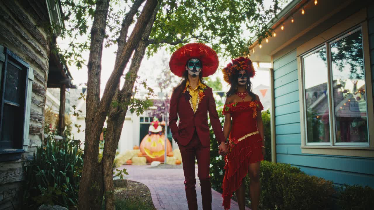 Couple in Day of the Dead Costumes