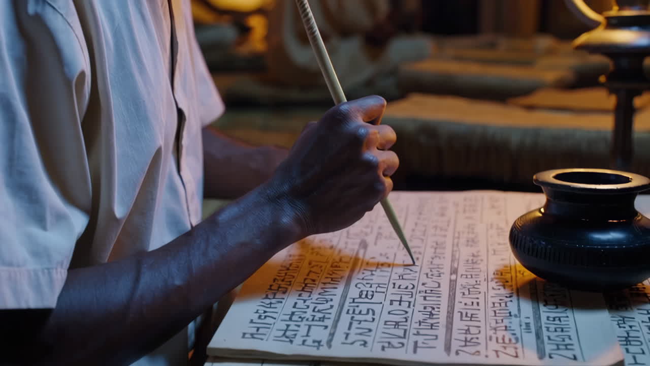 Ancient Egyptian Scribes Studying Hieroglyphs