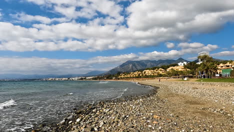 4k wide shot of the beautiful luxury and exclusive area of marbella, spain