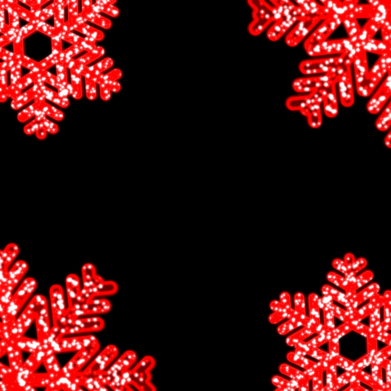 Red and White Snowflake Design on Black Background