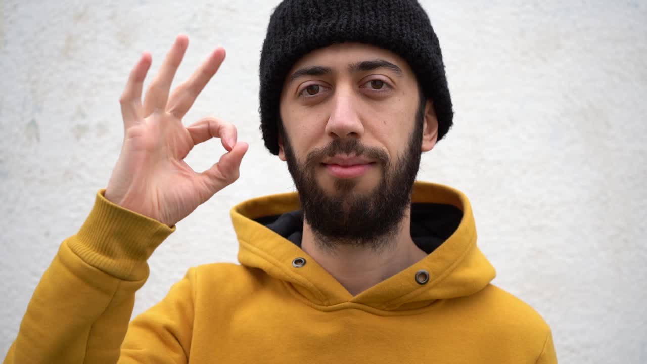 White Man Showing An OK Hand Gesture. Close-up