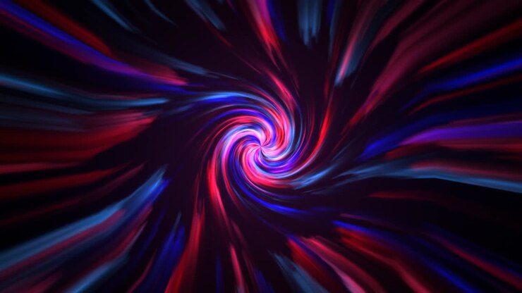 Abstract Swirling Vortex of Red and Blue Light Trails