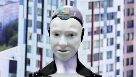 close-up of a humanoid robot head