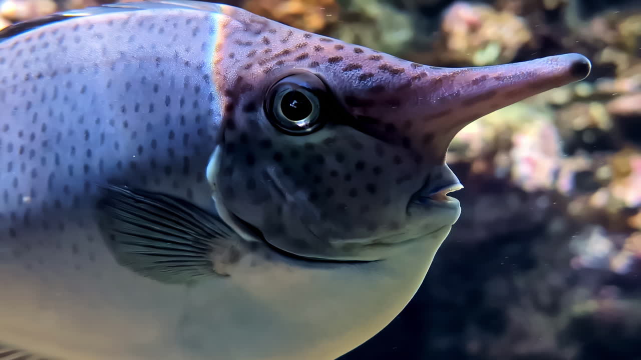 Close-up of a Unicorn Fish in an Aquarium