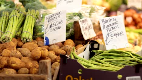 various vegetables displayed at cardiff market stall