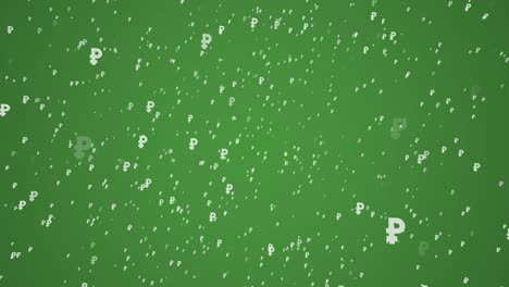 white symbols of russian currency ruble on a green background. simple seamless loop business motion graphic animated elements