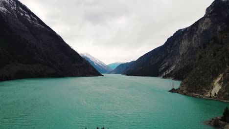 Aerial-shot-of-Seton-Lake-near-Lillooet-in-British-Columbia,-Canada