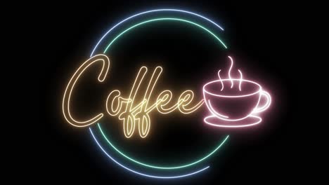 neon signs flickering with coffee theme