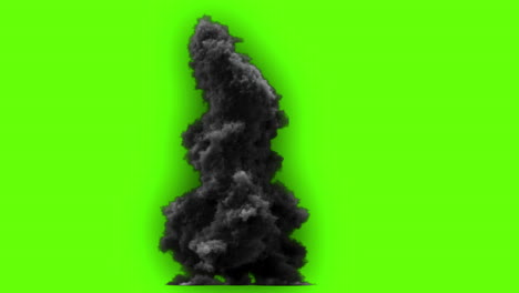 explosion and smoke plume on green screen