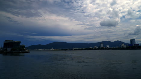 standing and looking in the city da nang. (vietnam)
