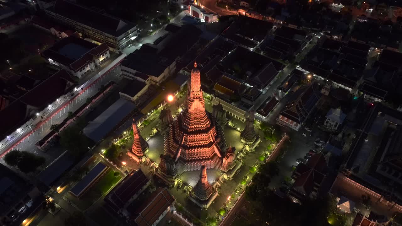 Wat Arun Temple Drone Footage